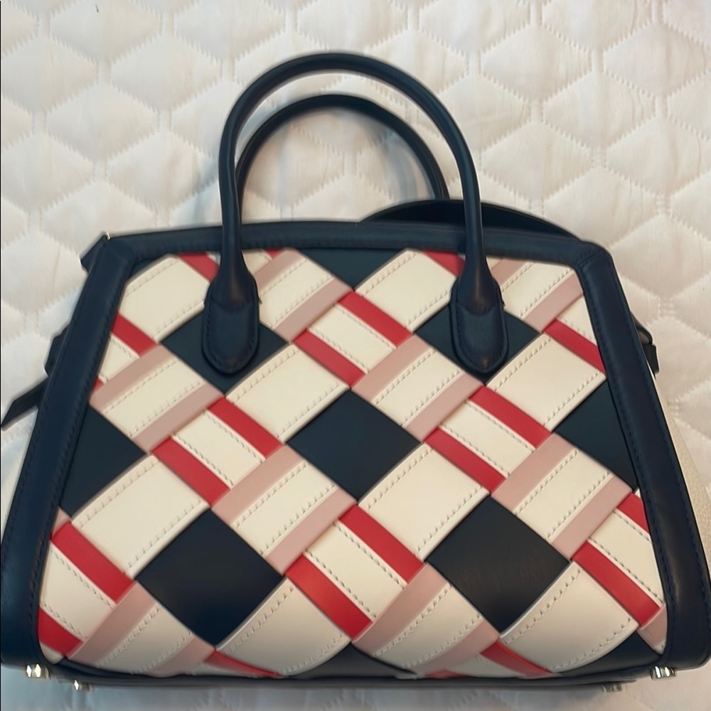 Kate Spade Black and Red Satchel with Woven Design